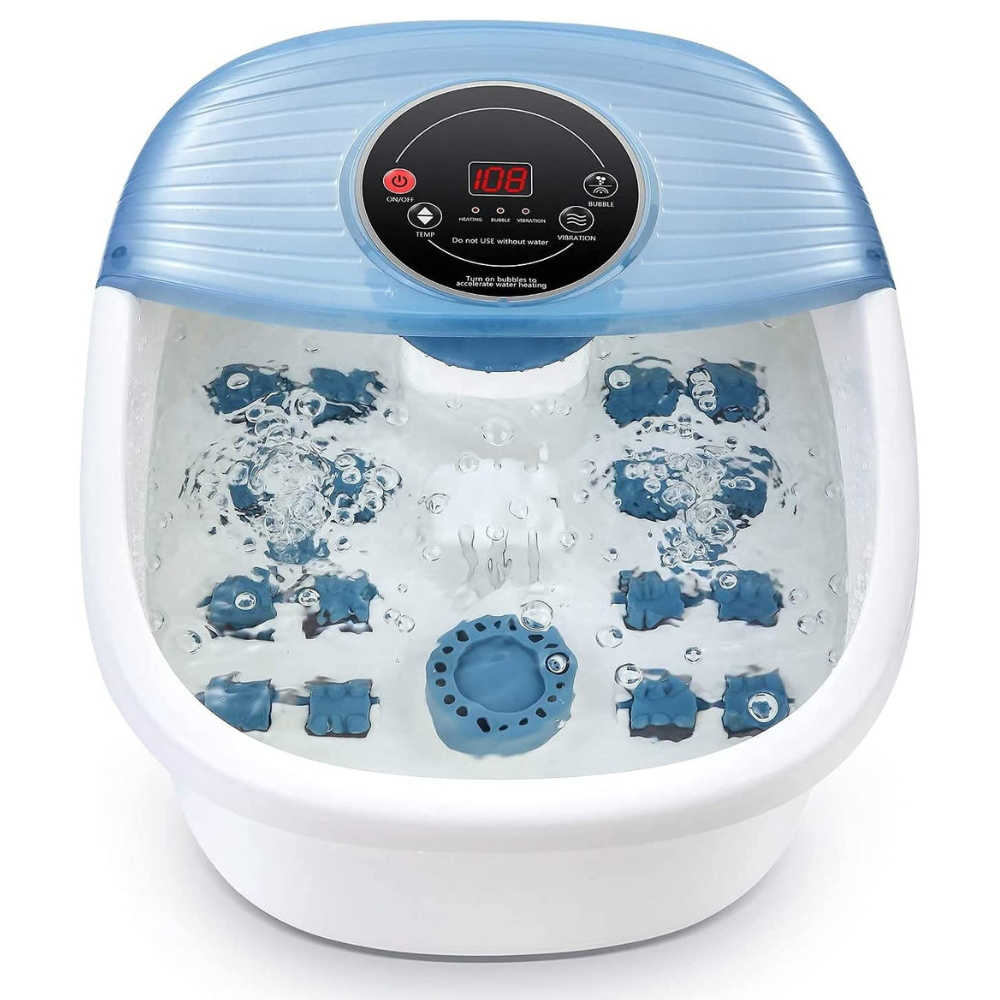 Bañera de pies eléctrica con función de calor. Proporciona desintoxicación y bienestar con burbujas y vibración.