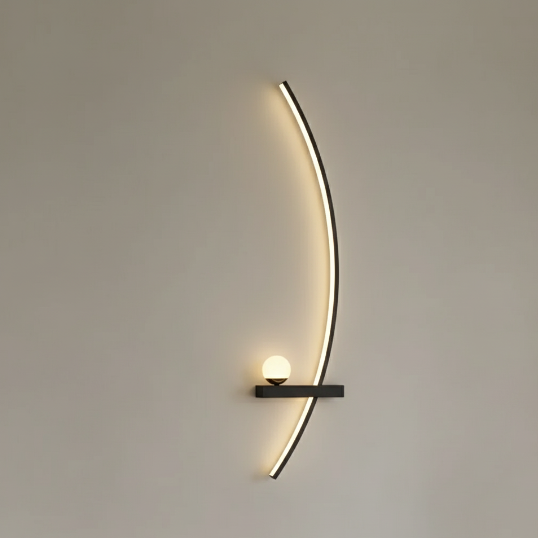 Aplique moderno LED de pared, iluminación ambiental, diseño elegante y energético.