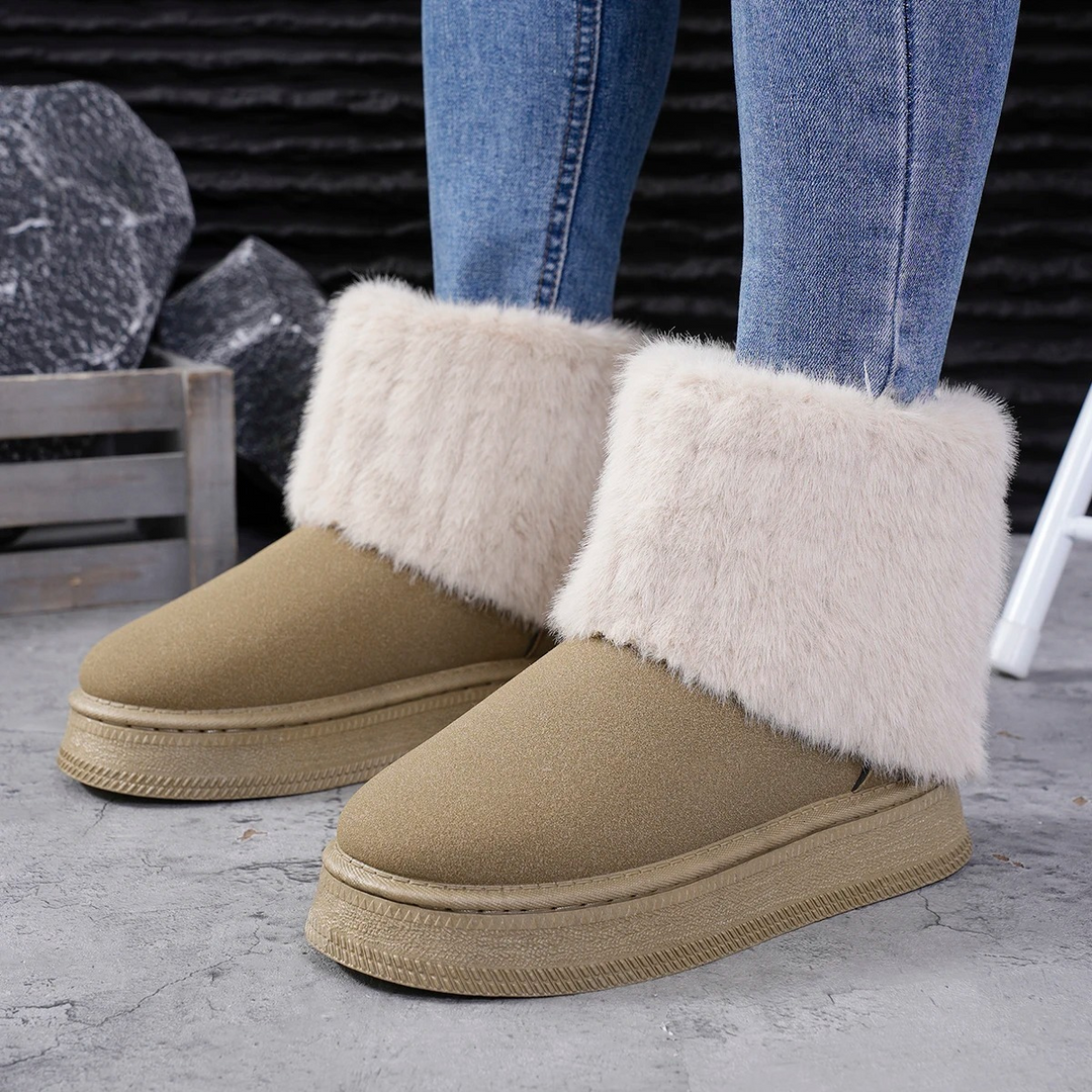 Botas de invierno para mujer con forro, que ofrecen calidez superior y suela antideslizante para seguridad.