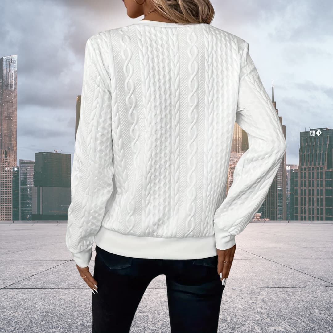 Jersey cremallera de punto. Sudadera mujer elegante para otoño/invierno, comodidad.
