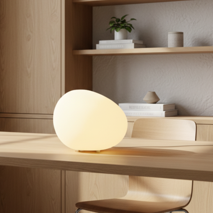 Diseño orgánico en lámpara LED 'Pebble'. Lámpara de salón minimalista con luz ajustable.