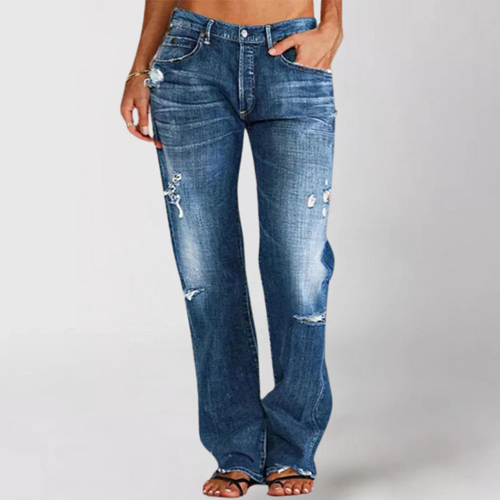 Pantalones vaqueros anchos de talle bajo para mujer. Denim holgado de pierna ancha, cómodos para estilo casual.