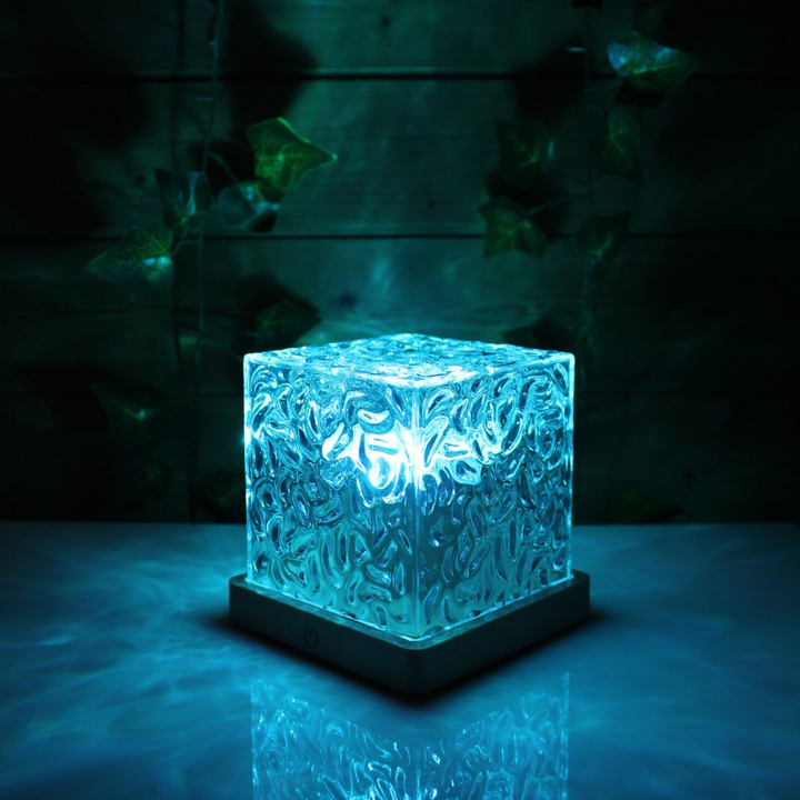 Lámpara de mesa LED RGB con efecto olas, 16 colores para luz ambiental. Ideal para dormitorio, salón o habitación infantil.