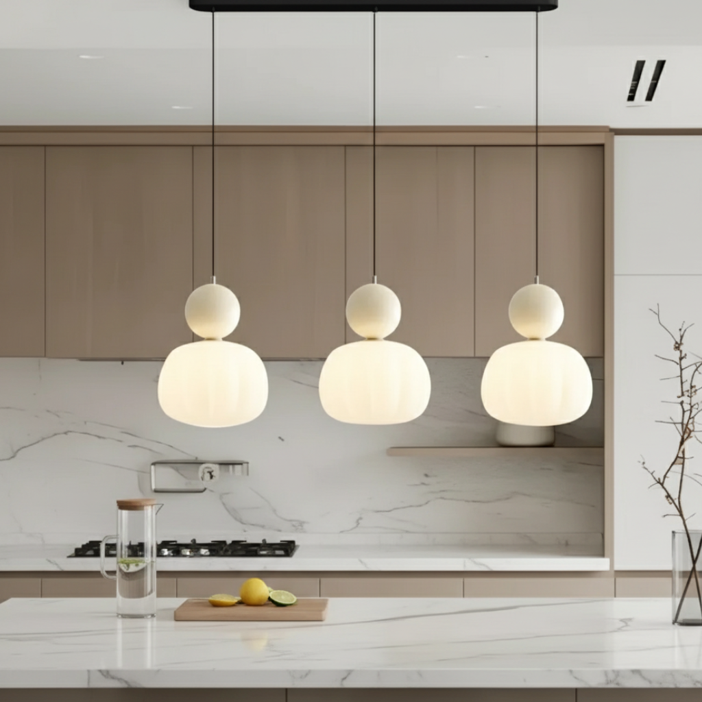 Lámpara colgante Opaline moderna. Iluminación interior contemporánea con luz difusa. Diseño Bauhaus para tu hogar.