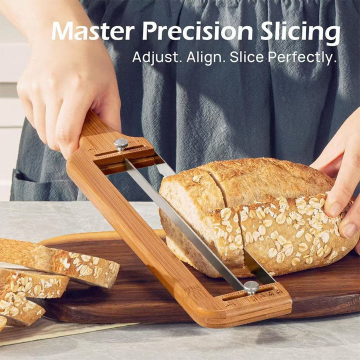 Cuchillo de pan ajustable para un corte uniforme de pan casero. Utensilio de cocina para panadería.