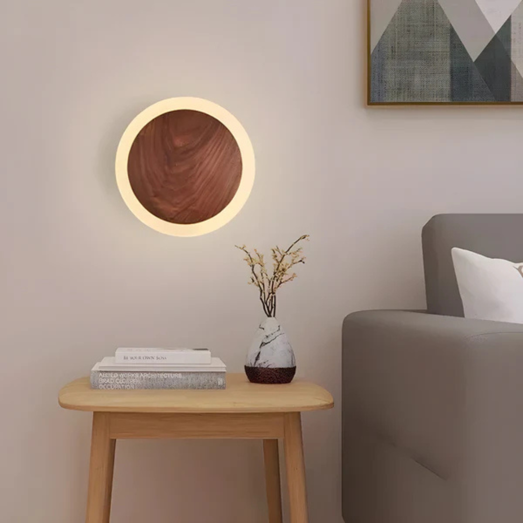 Lámpara de pared LED estilo nórdico. Aplique moderno de madera para iluminación decorativa de interiores, pasillos y estudio.