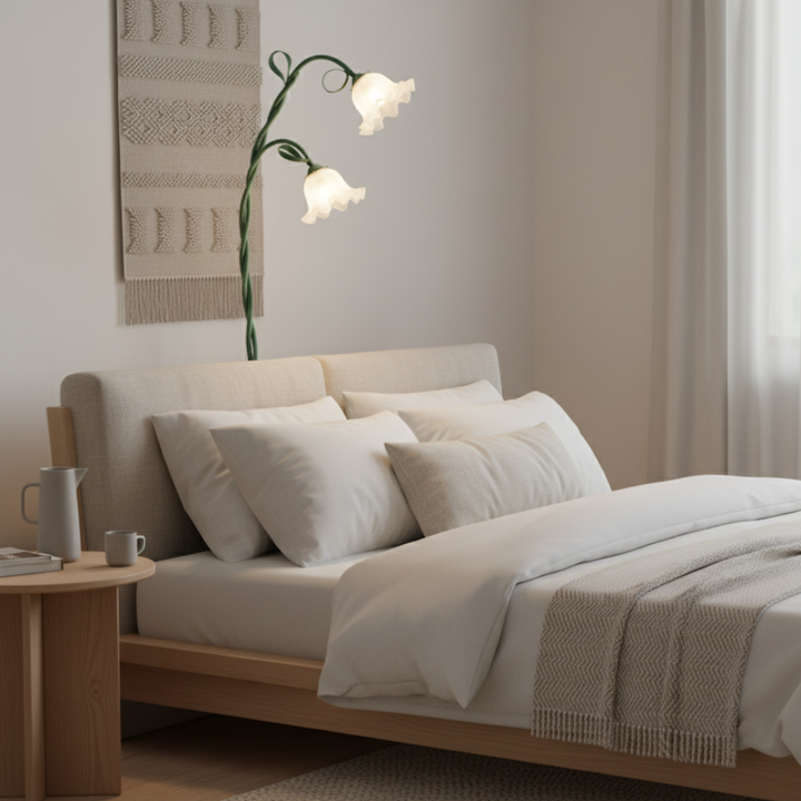 Elegante lámpara de pie verde mate. Ideal para iluminación moderna y decoración de sala de estar.