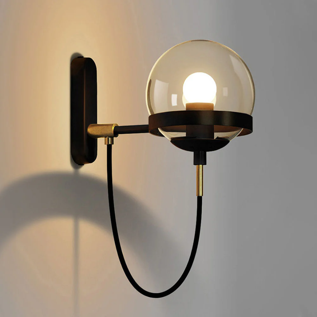 Lámpara de pared de vidrio, diseño elegante para crear un ambiente cálido, aplique moderno interior.