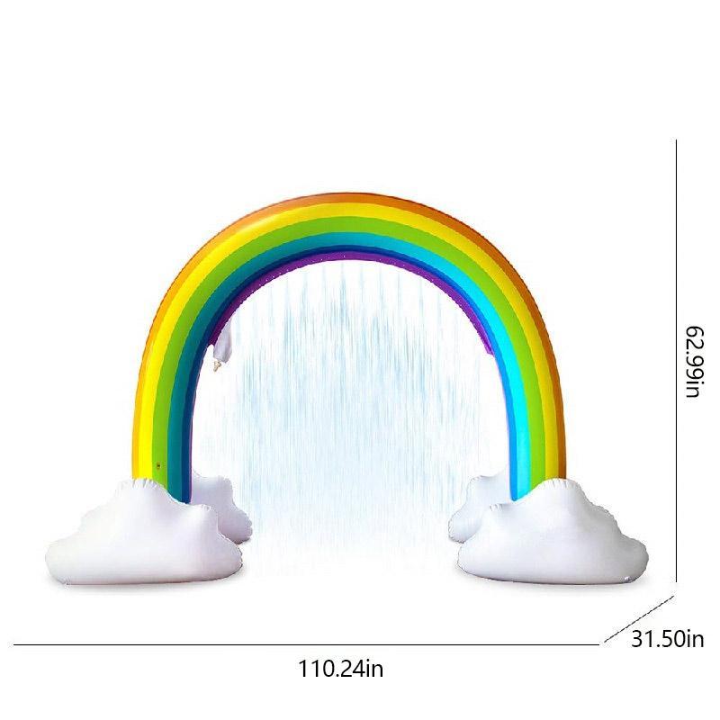 Juguete acuático inflable arcoíris, rociador refrescante para horas de diversión en el jardín.
