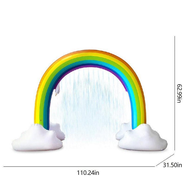 Juguete acuático inflable arcoíris, rociador refrescante para horas de diversión en el jardín.