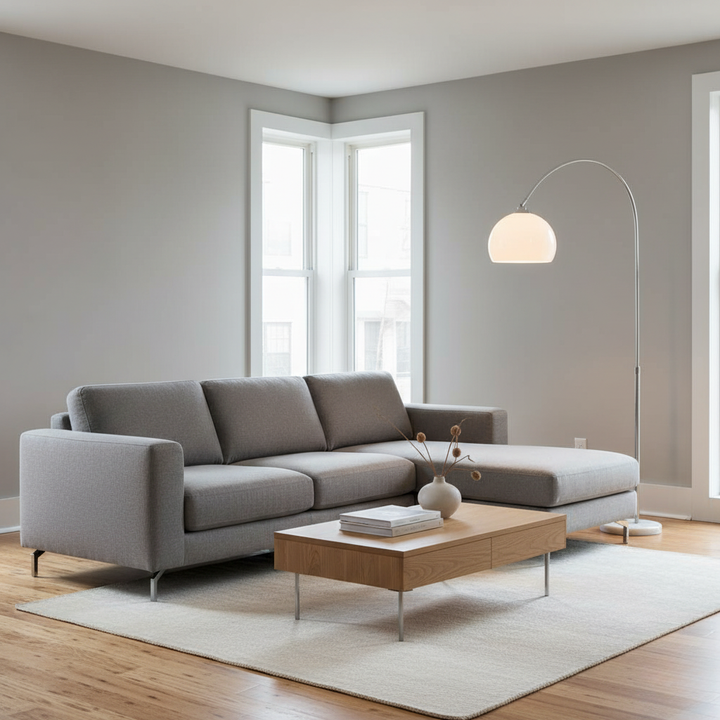 Lámpara de pie arco blanca, iluminación de salón con cúpula y luz cálida para dormitorio.