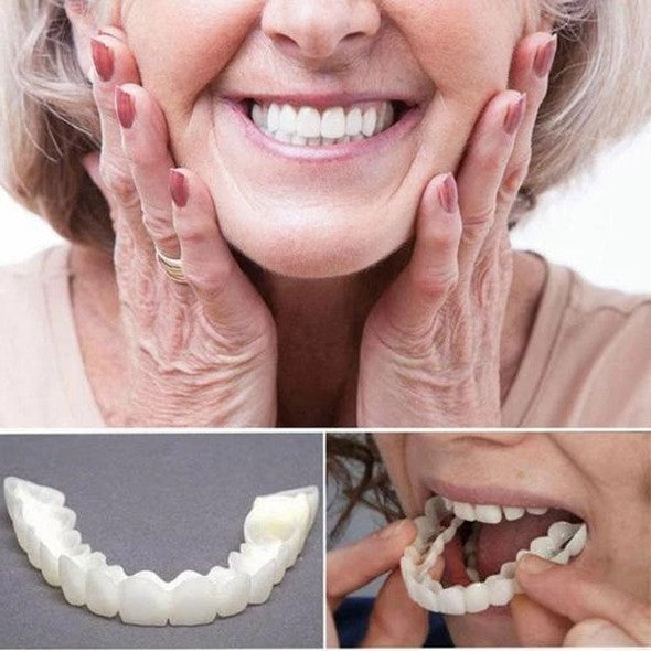 Carillas dentales estéticas unisex para una sonrisa perfecta y dientes blancos. Corrector cosmético dental temporal.