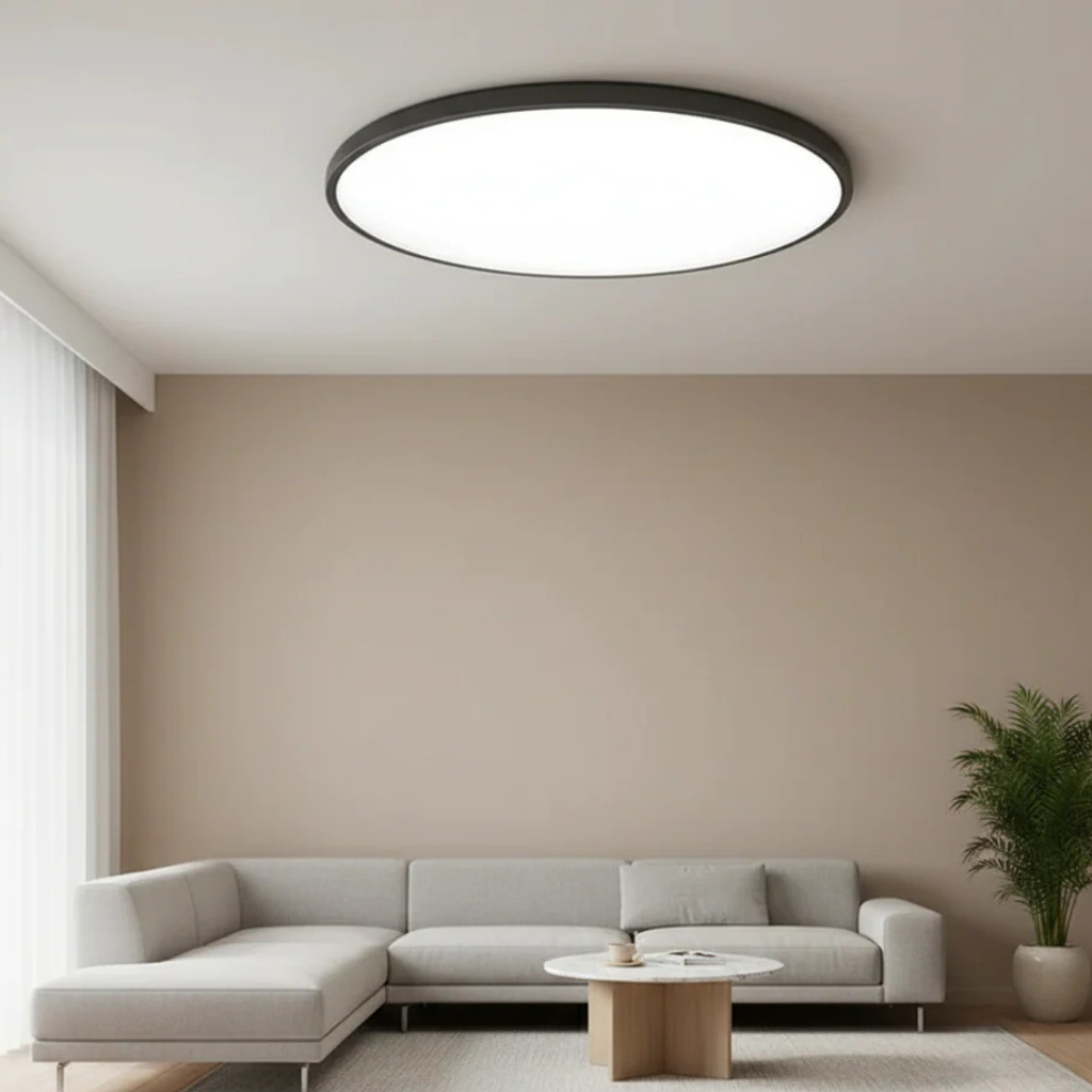 Luz de techo LED moderna y minimalista, iluminación interior eficiente para el hogar.