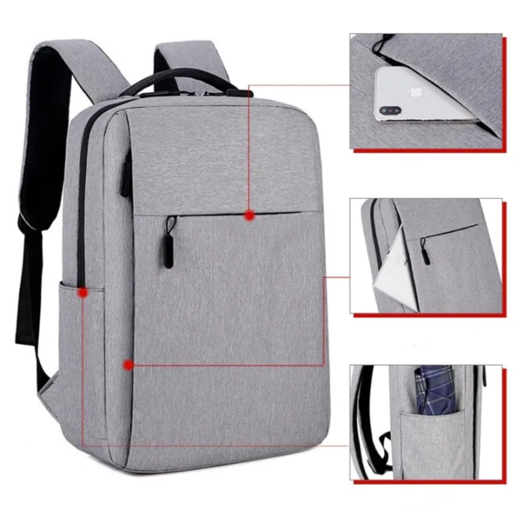 Mochila antirrobo negra con diseño discreto y seguro, ideal para proteger objetos de valor en la ciudad. [[lstfy-media:6]]