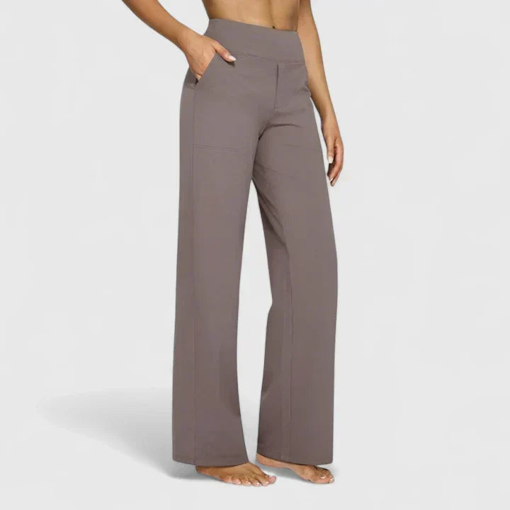 Pantalón elástico entallado de mujer, cómodo y elegante para un look moderno.