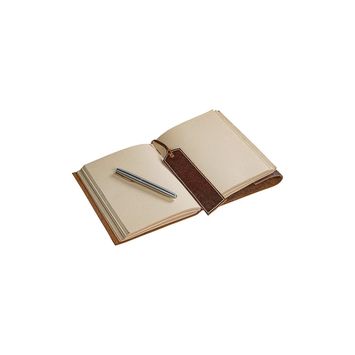Regalo perfecto: cuaderno vintage de cuero rústico grande, diario de páginas blancas para viajeros.