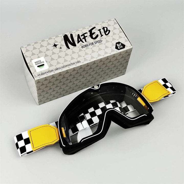 Accesorios de motocicleta: gafas retro unisex que se ajustan sobre gafas, protección UV.