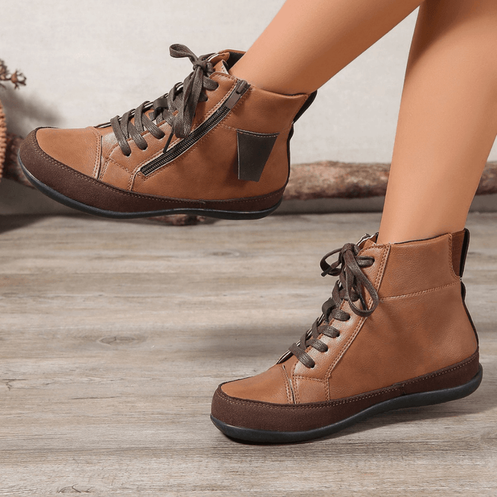 Estilosas botas altas para mujer con cremallera. Calzado de invierno cómodo, de moda y antideslizante.