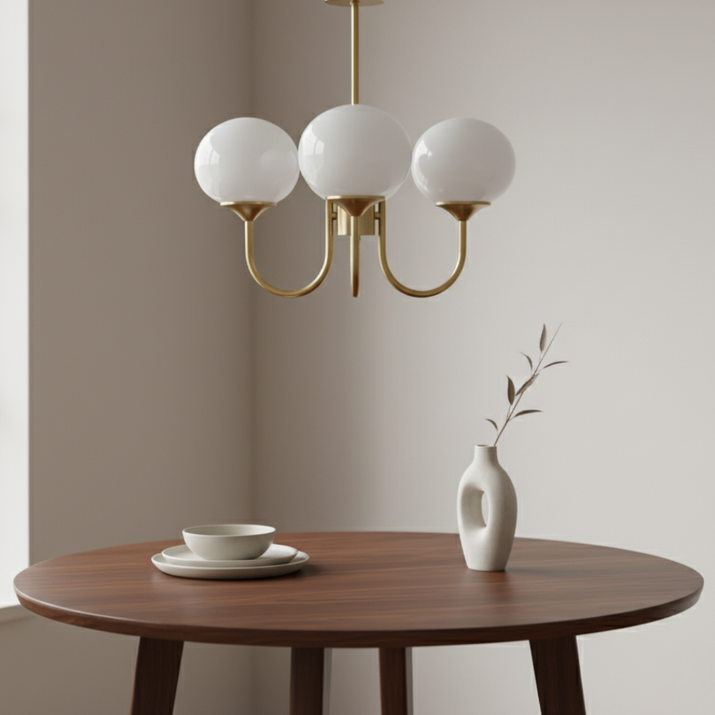 Iluminación moderna para vestíbulos con esta lámpara de araña de esferas opacas. Diseño sofisticado.