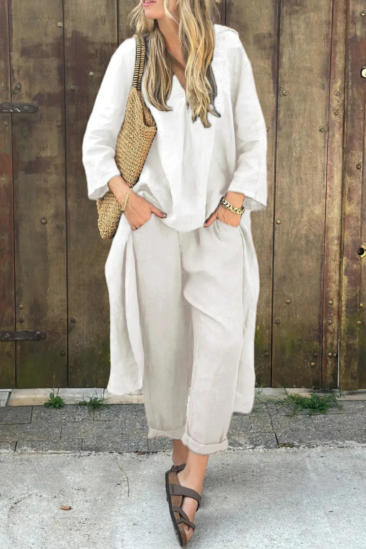Dos piezas femenino y chic en tela suave, un estilo transpirable para disfrutar del verano con comodidad.