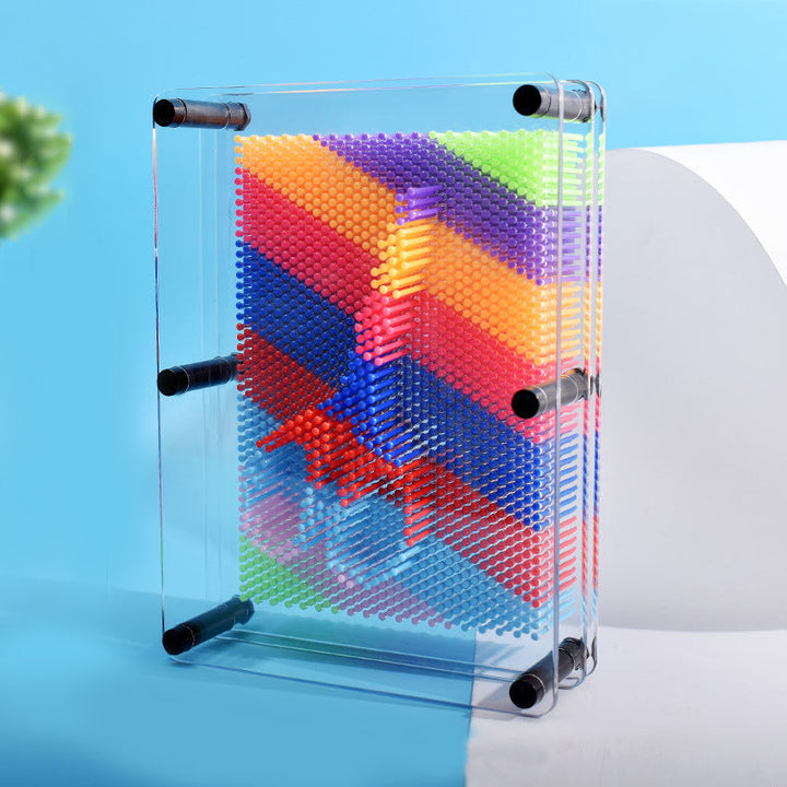 Juguete de arte 3D Pin Art con diseño de arcoíris. Fomenta creatividad, descompresión y es decorativo.