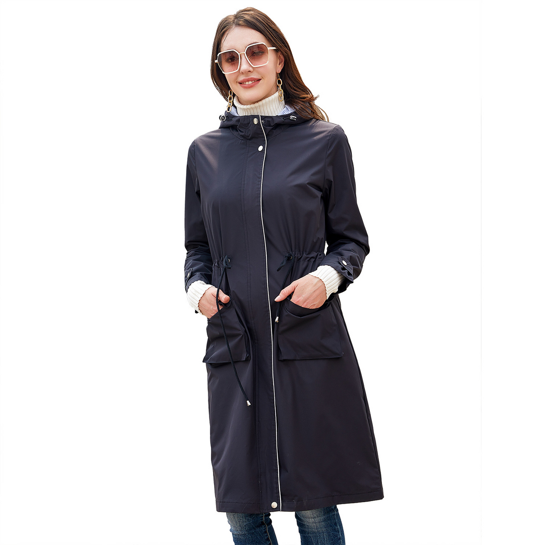 Gabardina clásica impermeable para mujer. Protege de la lluvia con estilo elegante en otoño y primavera.