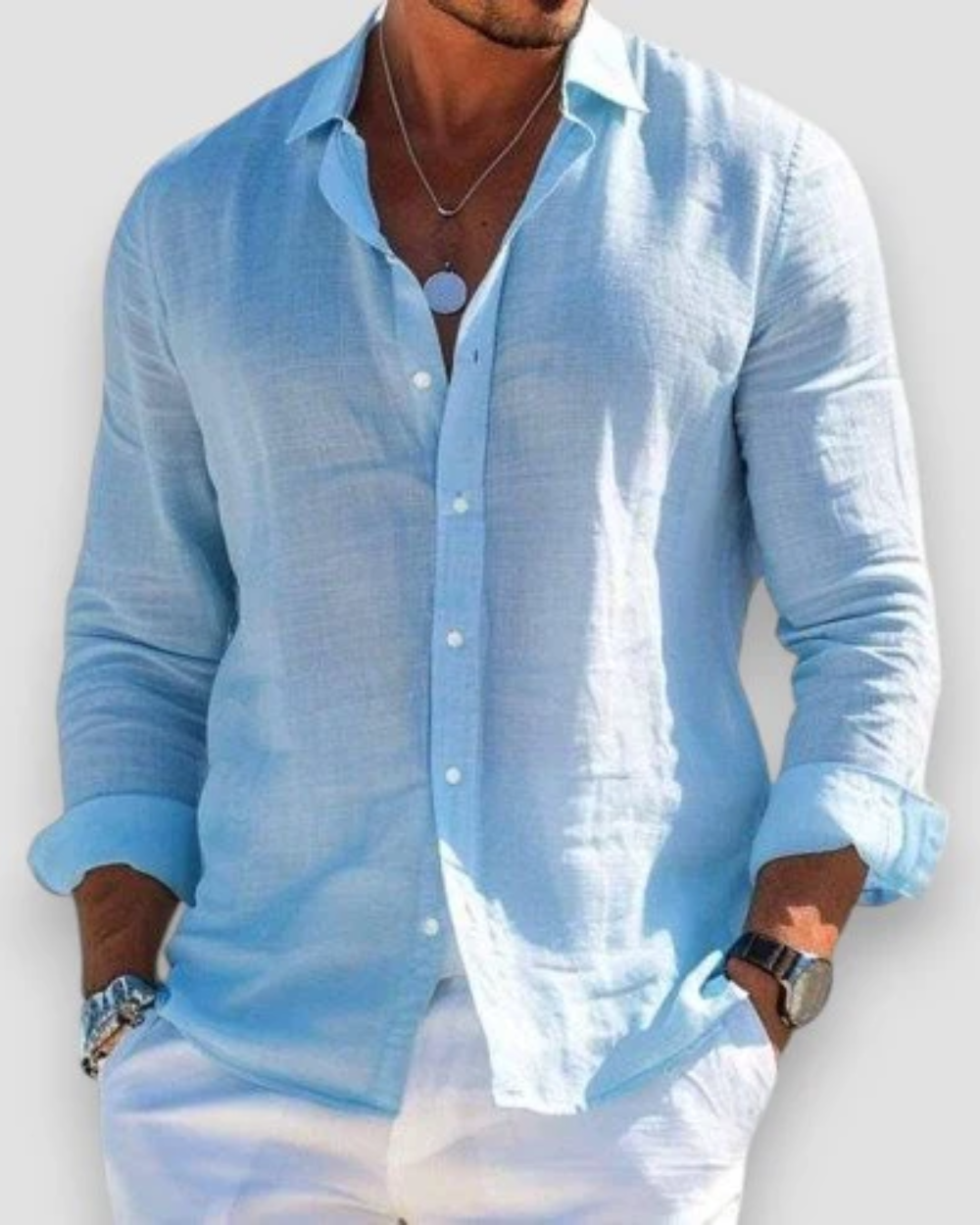Camisa casual moderna de hombre en varios colores, perfecta para moda masculina y estilo diario.