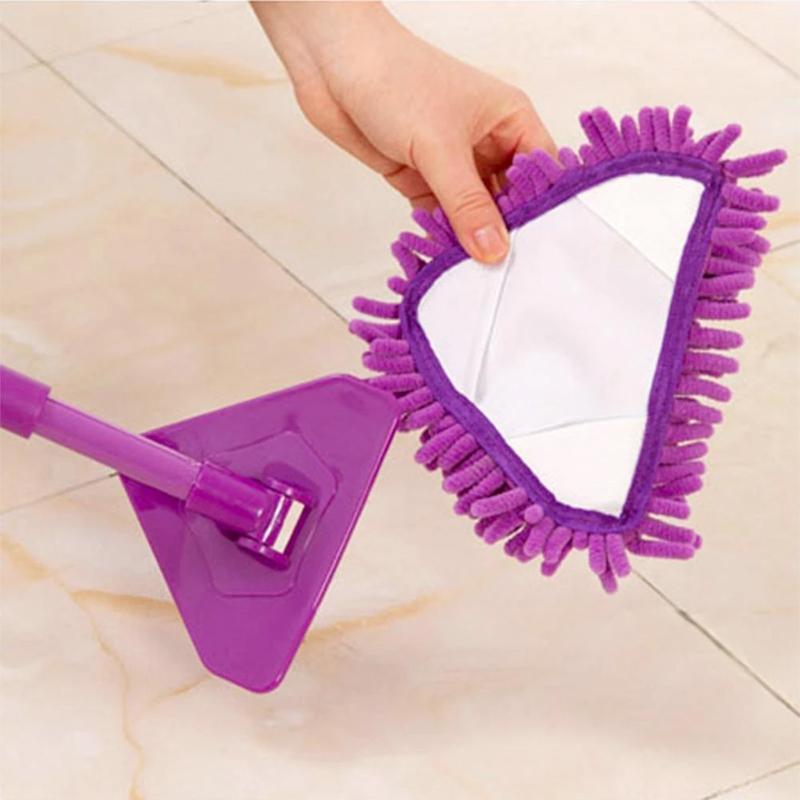 Mopa triangular rotatoria de chenilla, perfecta para limpiar rincones difíciles y suelos del hogar eficientemente.