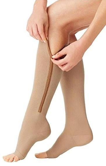 Medias de compresión para mujer con cremallera, soporte progresivo para circulación, alivia piernas cansadas e hinchazón.