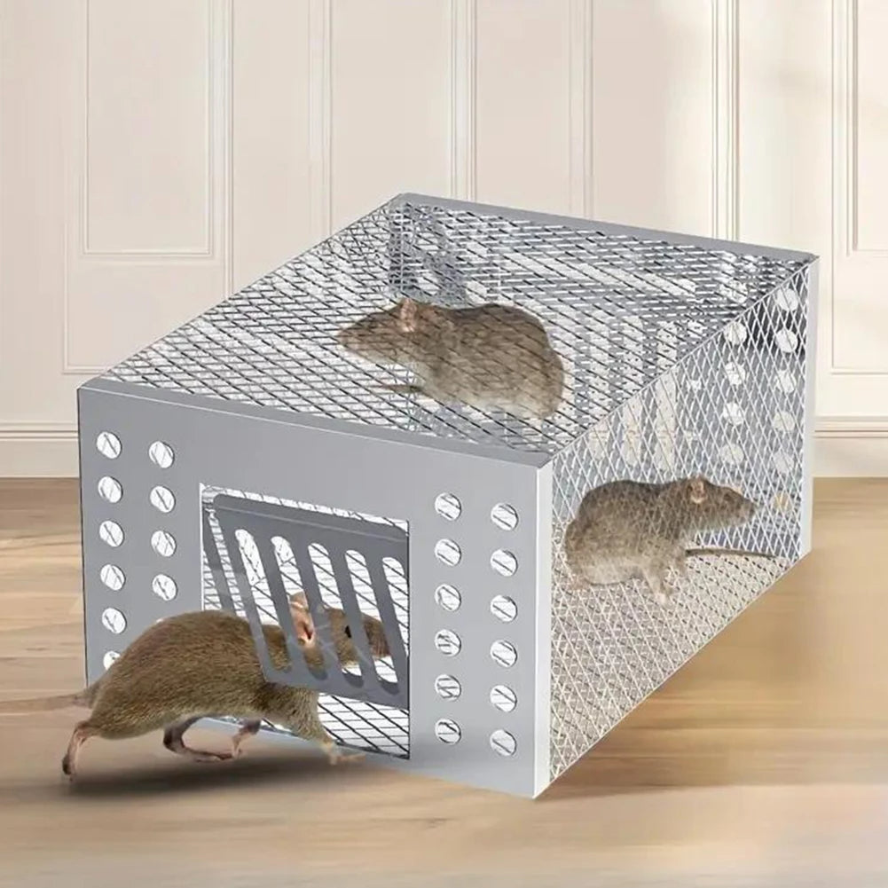 Trampa reutilizable para ratones con puerta deslizante. Control humanitario de roedores, segura para el hogar.