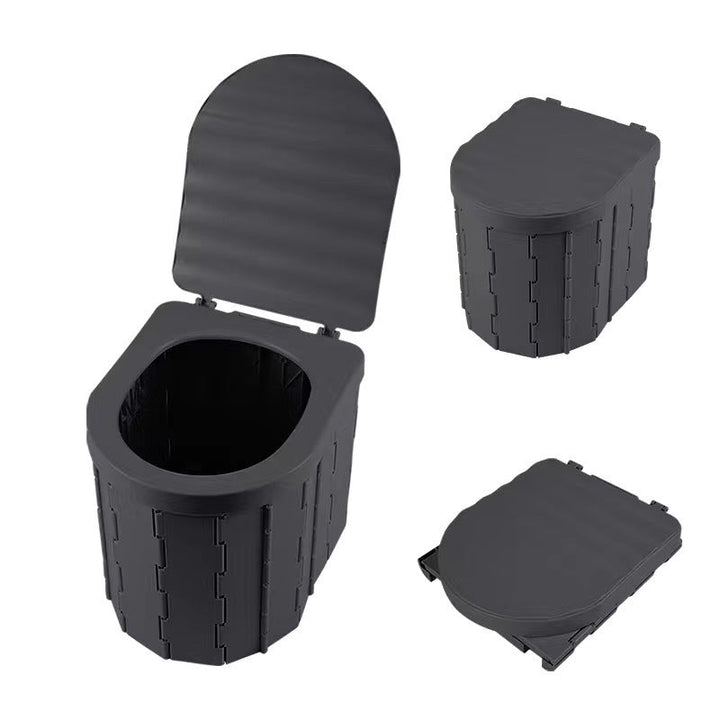 Inodoro plegable multiusos, ideal para camping, viajes, como taburete o en emergencia. Muy versátil.