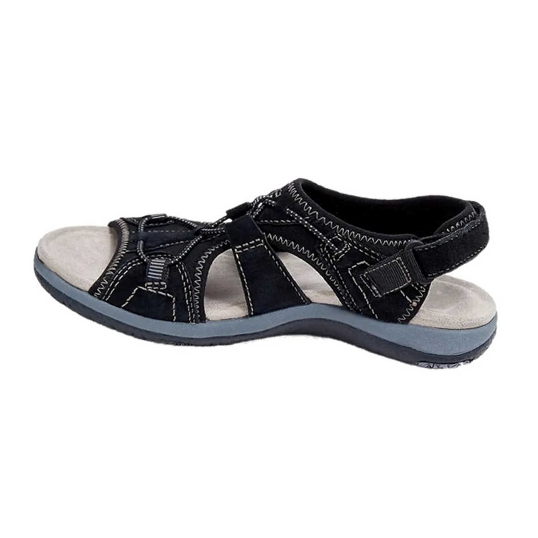 Sandalias de verano para mujer, cómodas y ajustables con suela suave. Frescas para paseos y playa. Costuras decorativas.