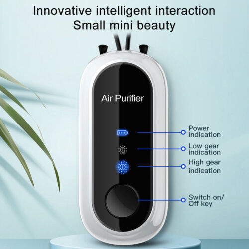 Purificador de aire personal USB. Este collar genera iones negativos, ideal para un ambiente puro y libre de alérgenos.