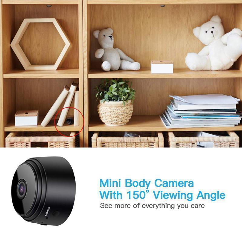 Cámara WiFi con visión nocturna 1080p. Mini dispositivo magnético para seguridad versátil en casa o coche.