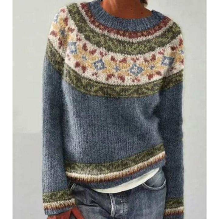 Jersey de mujer elegante con cuello redondo de acrílico, ideal para comodidad diaria y estilo casual de invierno.