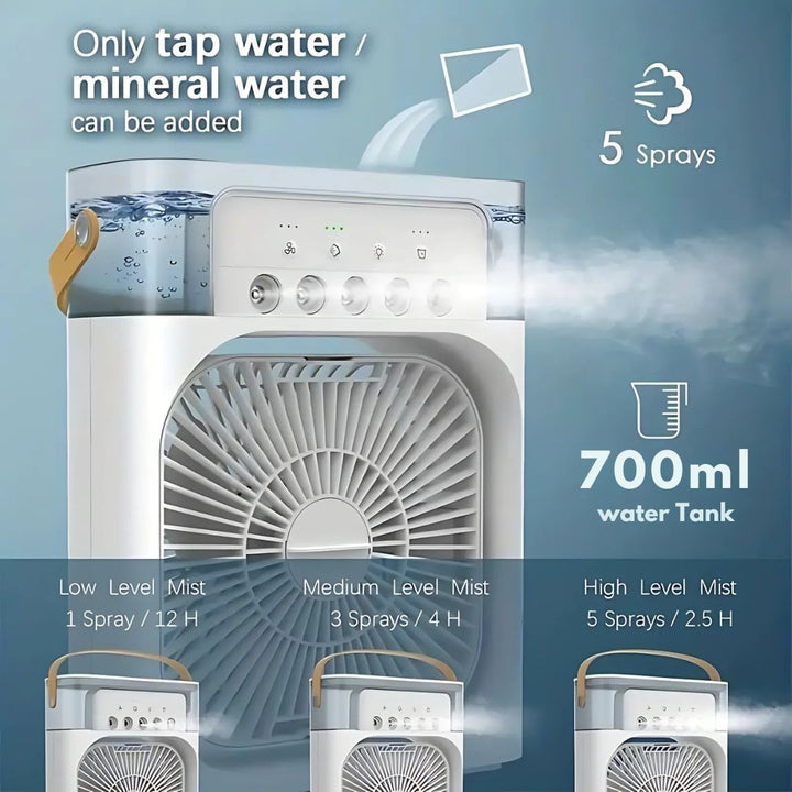 Sistema de climatización compacto: enfriador, humidificador, purificador de aire para el hogar.