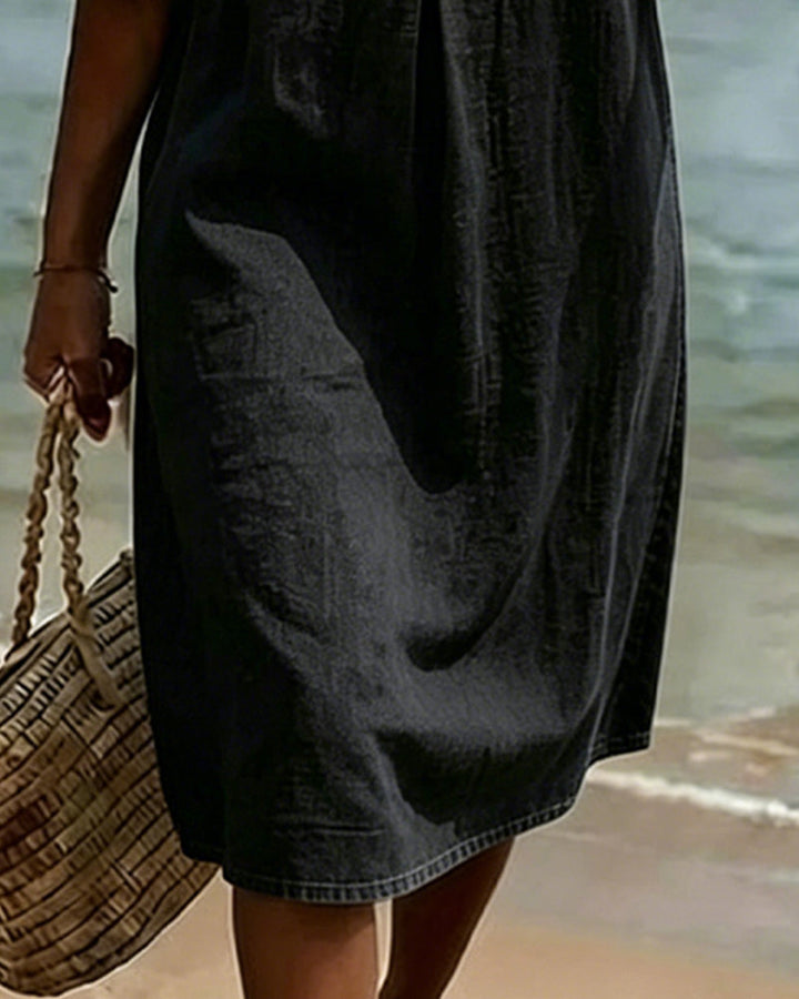 Estilo chic de verano: Vestido fluido con mangas acampanadas para mujer. Vestido casual, ligero y cómodo.