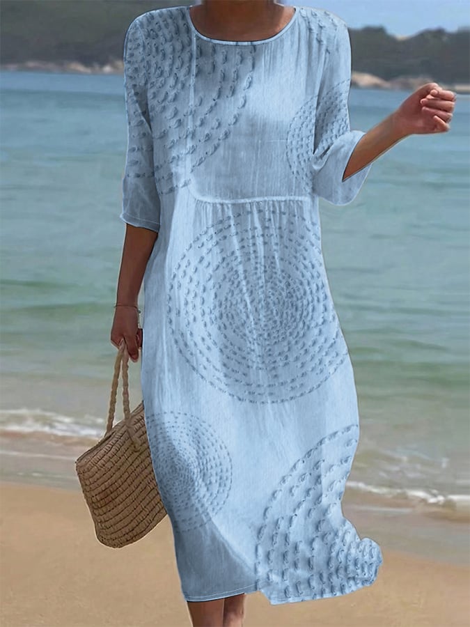 Vestido midi elegante para mujer con detalles delicados. Versátil, transpirable para verano, casual y chic.