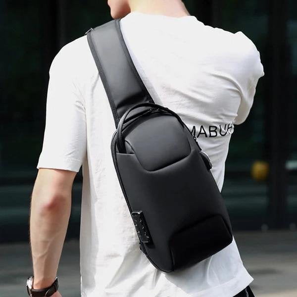 Cruzado impermeable con tecnología USB, ideal para la organización diaria.