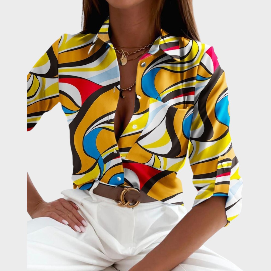 Blusa femenina sofisticada con estampado de moda, corte cómodo para un estilo elegante y chic diario.