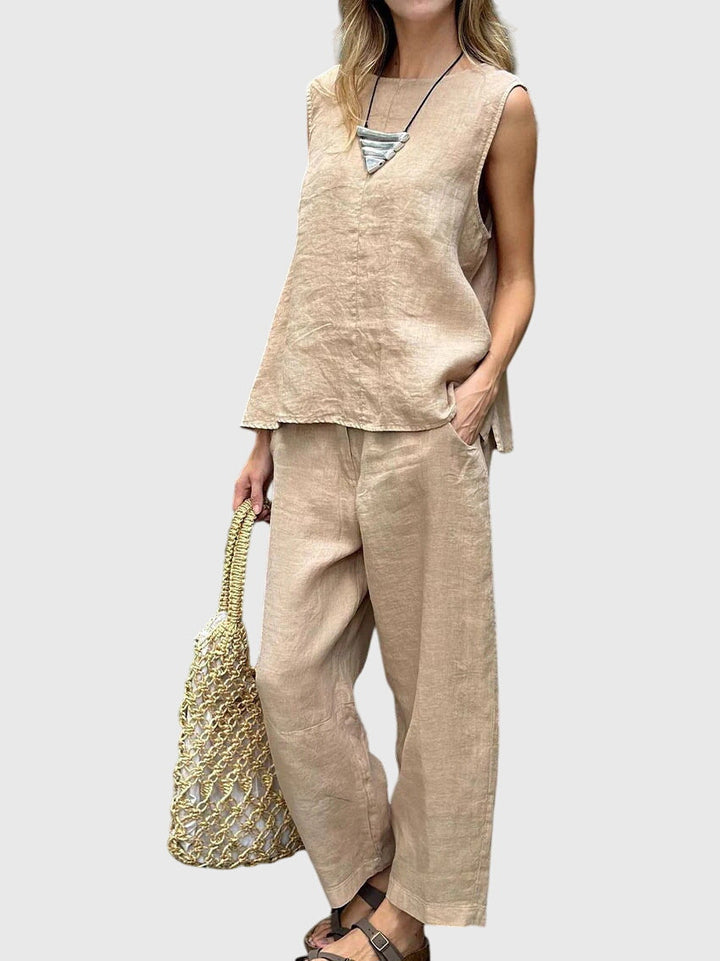 Atuendo elegante de dos piezas para mujer Benita, transpirable y cómodo, perfecto para moda de verano.