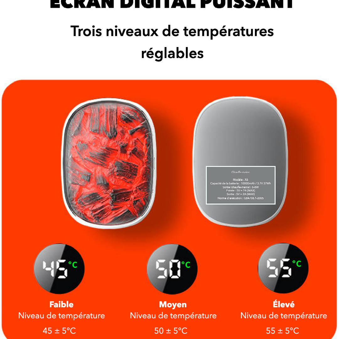 Calienta tus manos con estilo: calentador recargable con efecto llama y power bank.