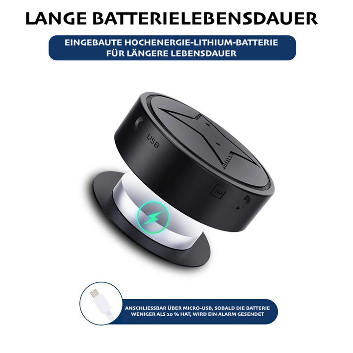 Dispositivo rastreador GPS compacto con imán potente. Ofrece seguimiento en vivo para prevención de robos.