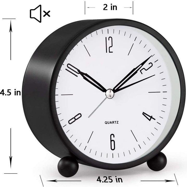 Reloj de mesa analógico, sin tictac, ideal para dormitorio, con alarma fuerte.