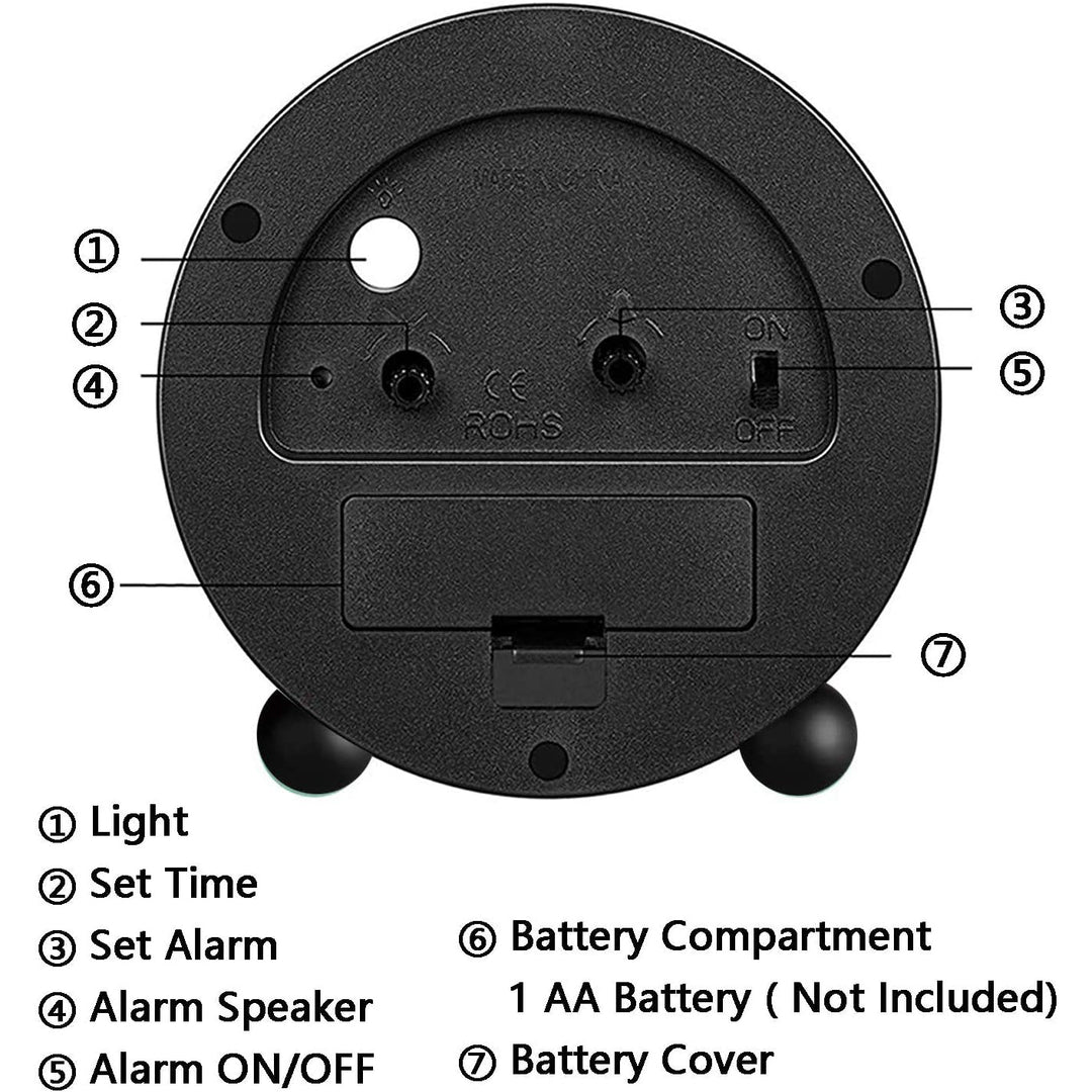 Reloj despertador portátil de 10 cm con esfera analógica y luz para la noche.