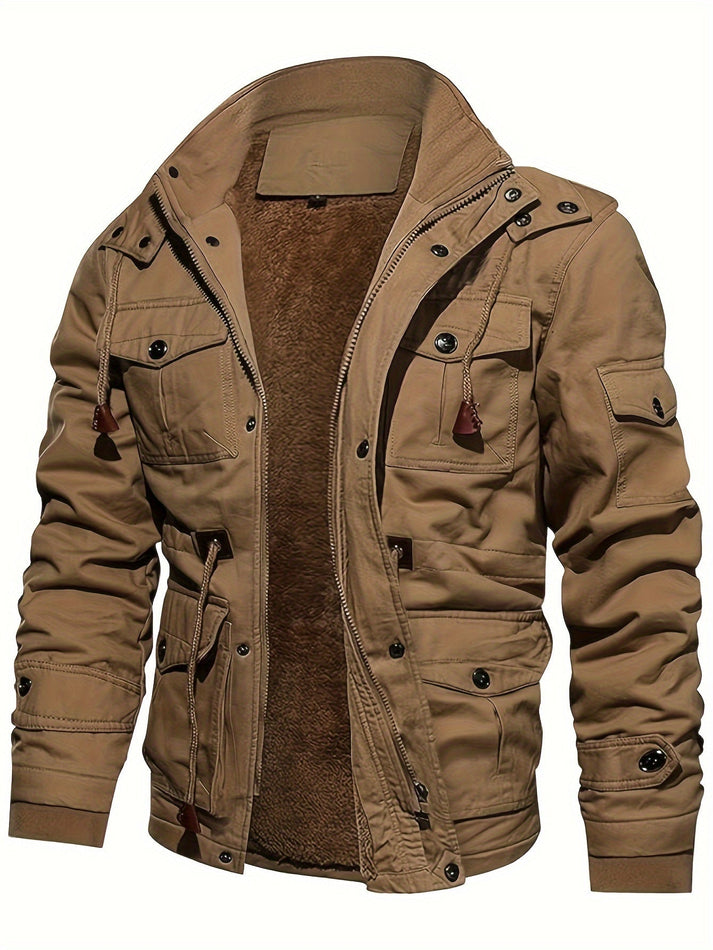 Chaqueta táctica casual para hombre, estilo funcional. Con muchos bolsillos, ideal para el día a día y aventura.