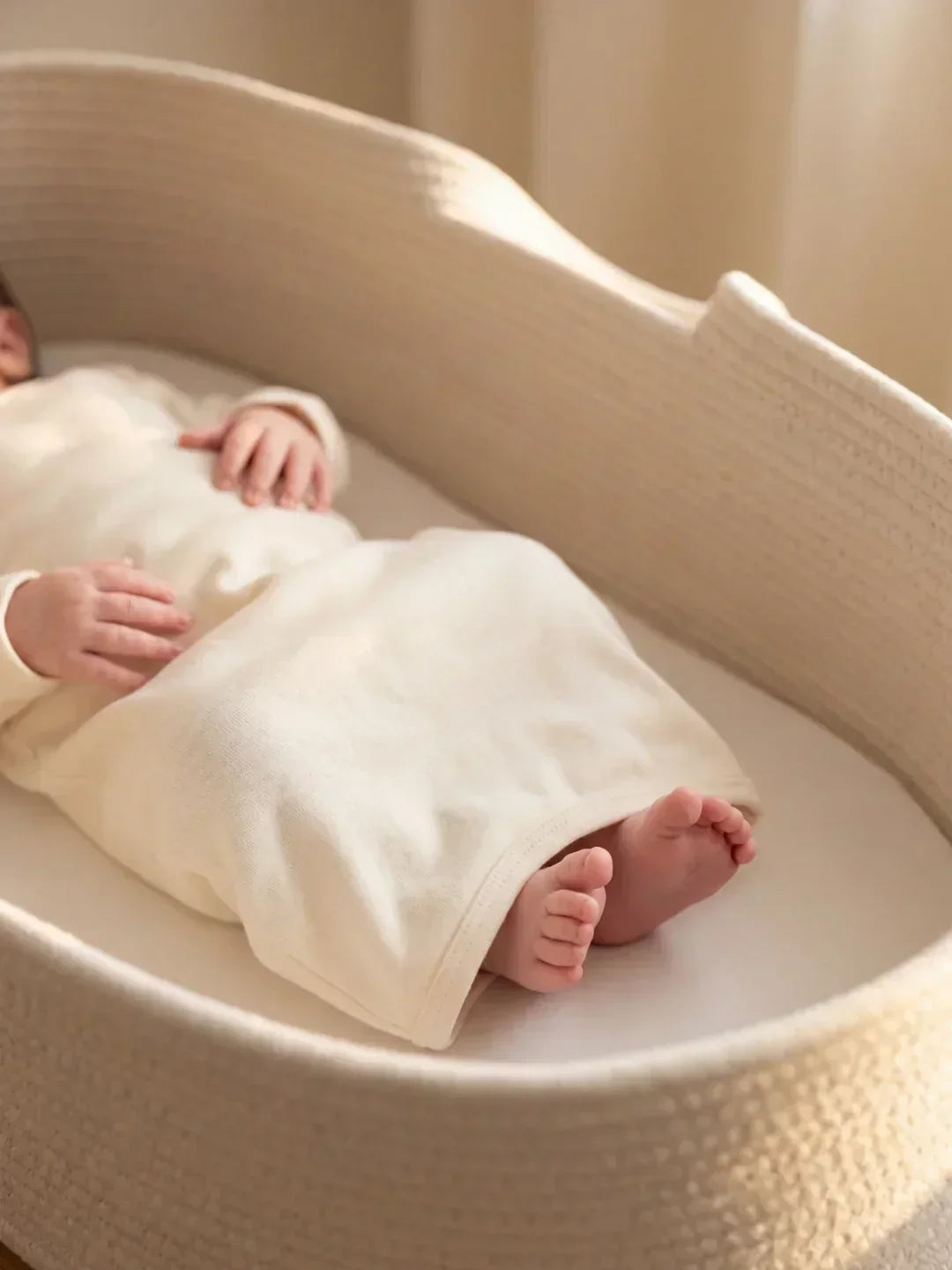 Moisés portátil de algodón trenzado con colchón para bebé. Ideal para el descanso del recién nacido.
