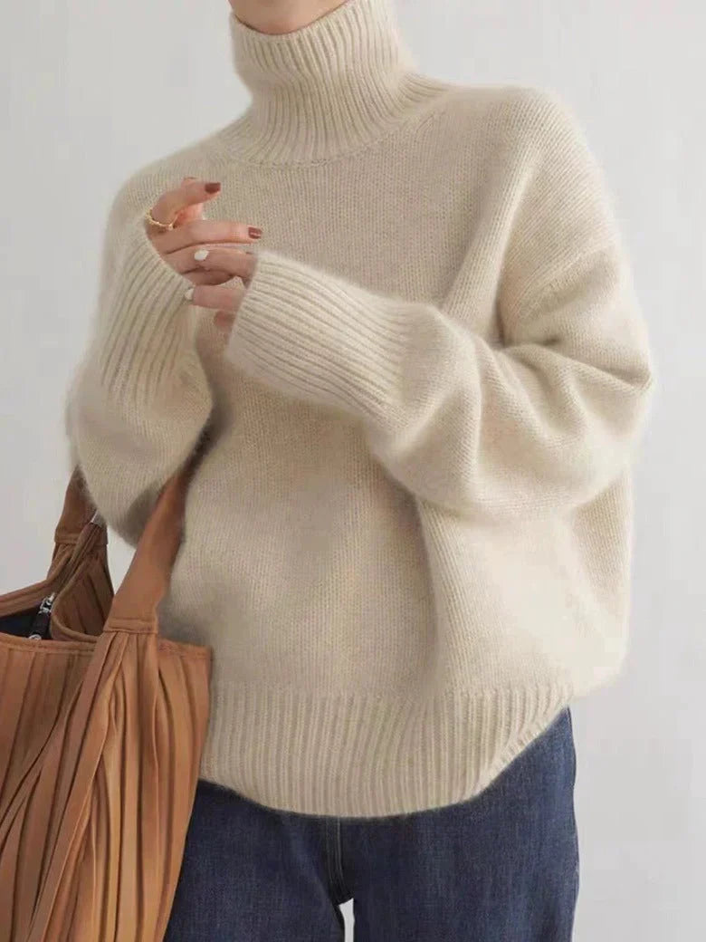 Jersey de cachemir chic para mujer, cuello alto, combina elegancia y máximo confort.