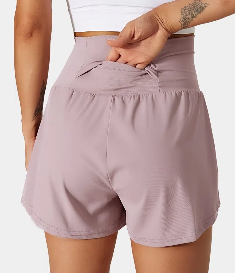 Short para mujer, cintura alta, bolsillos, perfecto para yoga y ejercicios.