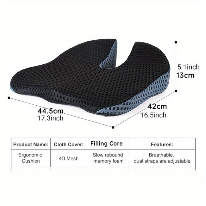 Cojín de asiento Triacomfort que ofrece comodidad y soporte lumbar con espuma viscoelástica premium.